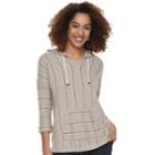 Women's Sonoma Goods For Life&trade; Striped Baja Hooded Sweatshirt, Size: Medium, Lt Beige