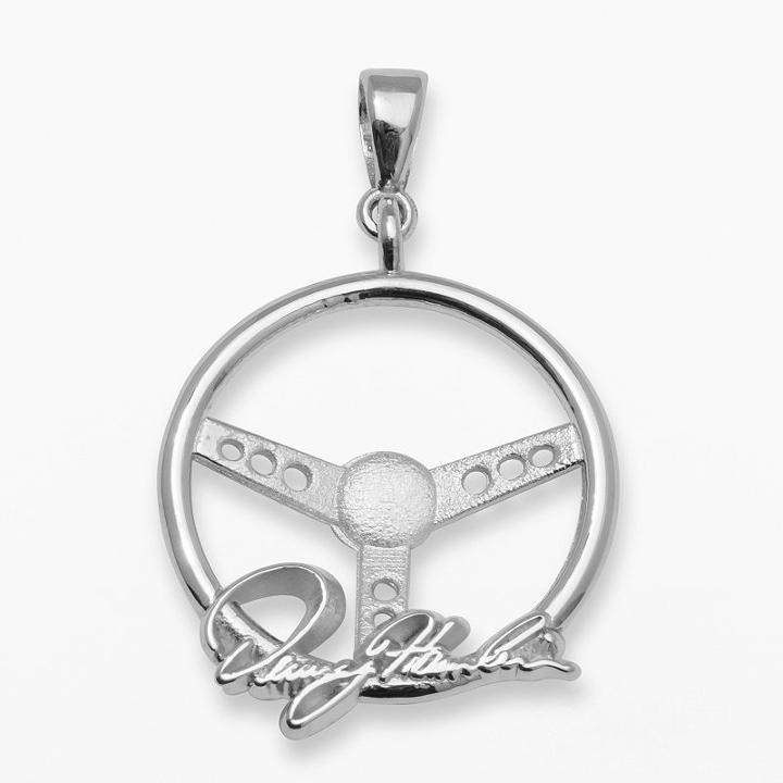 Insignia Collection Nascar Denny Hamlin Sterling Silver Steering Wheel Pendant, Adult Unisex, Grey