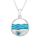 Lab-created Blue Opal Sterling Silver Surf & Sand Pendant Necklace, Women's, Size: 18