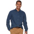 Men's Sonoma Goods For Life&trade; Flexwear Modern-fit Plaid Stretch Button-down Shirt, Size: Large, Dark Blue