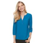 Women's Dana Buchman Knit Henley Top, Size: Xs, Med Blue