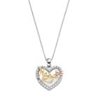 Hallmark Tri Tone 18k Gold Over Silver Cubic Zirconia Nana Heart Pendant Necklace, Women's, Size: 18, White