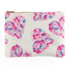Love This Life Watercolor Feather Heart Pouch, Women's, Pink Multi