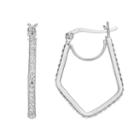 Chrystina Silver Plated Crystal Geometric Hoop Earrings, Women's, White