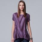 Women's Simply Vera Vera Wang Textured Abstract Tee, Size: Xl, Med Purple