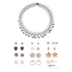 Mudd&reg; Beaded Tattoo Choker Necklace & Stud Earring Set, Women's, Pink