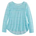 Girls 7-16 & Plus Size So&reg; Open Ruched Tie-back Graphic Yoga Tee, Size: 12 1/2, Dark Blue
