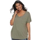 Plus Size So&reg; Cross Back Short Sleeve Tee, Teens, Size: 2xl, Med Green