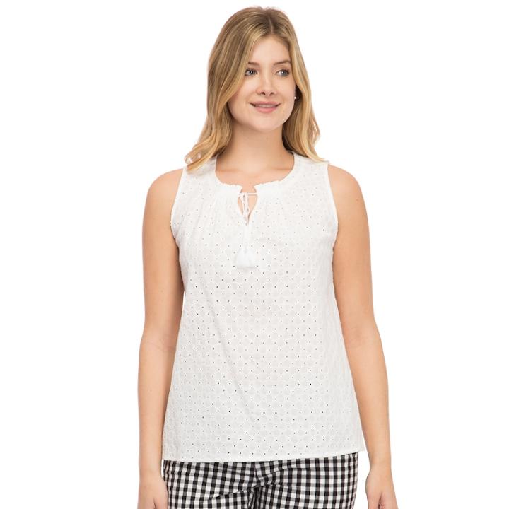 Women's Izod Eyelet Splitneck Tank, Size: Xl, White