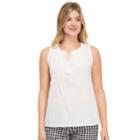 Women's Izod Eyelet Splitneck Tank, Size: Xl, White