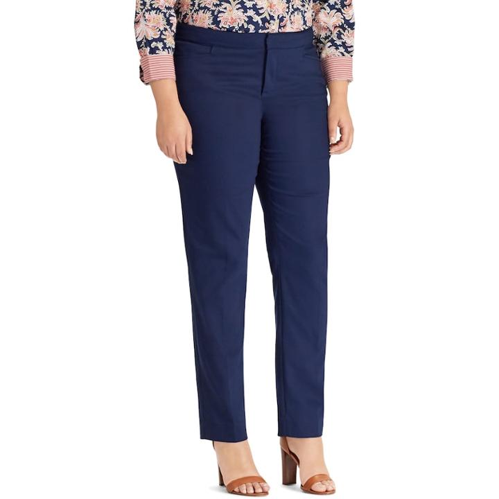 Plus Size Chaps Solid Slim Fit Pants, Women's, Size: 18 W, Blue