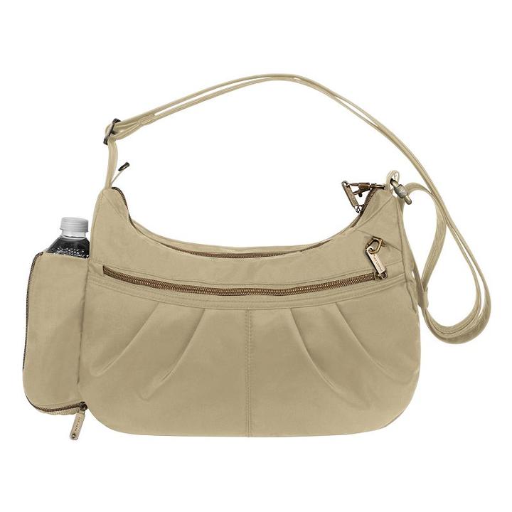 Travelon Signature Rfid-blocking Anti-theft Hobo Shoulder Bag, Adult Unisex, Beig/green (beig/khaki)