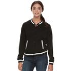 Juniors' So&reg; Colorblock Bomber Jacket, Teens, Size: Large, Black