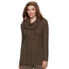 Women's Napa Valley Cable-knit Cowlneck Tunic, Size: Small, Dark Green