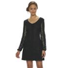Juniors' Up By Ultra Pink Crochet Long Sleeve Dress, Girl's, Size: Large, Black