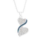 Silver Luxuries Crystal Double Heart Pendant Necklace, Women's, Grey
