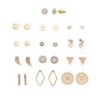 Star, Medallion & Geometric Nickel Free Stud Earring Set, Women's, White