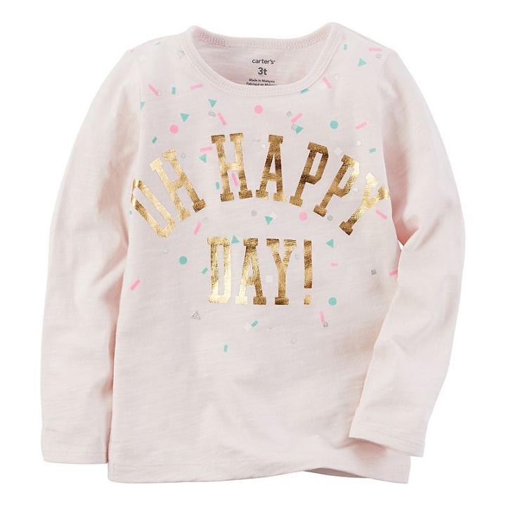 Girls 4-8 Carter's Long Sleeve Oh Happy Day Foil Graphic Tee, Girl's, Size: 6x, Pink