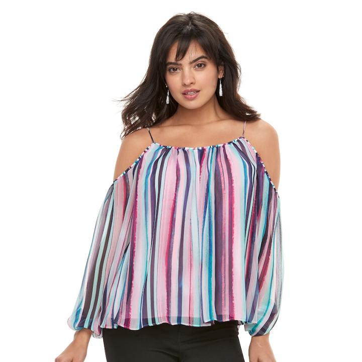 Women's Jennifer Lopez Cold-shoulder Swing Top, Size: Xs, Pink