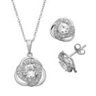 1/5 Carat T.w. Diamond & Lab-created White Sapphire Sterling Silver Love Knot Pendant & Stud Earring Set, Women's, Size: 18