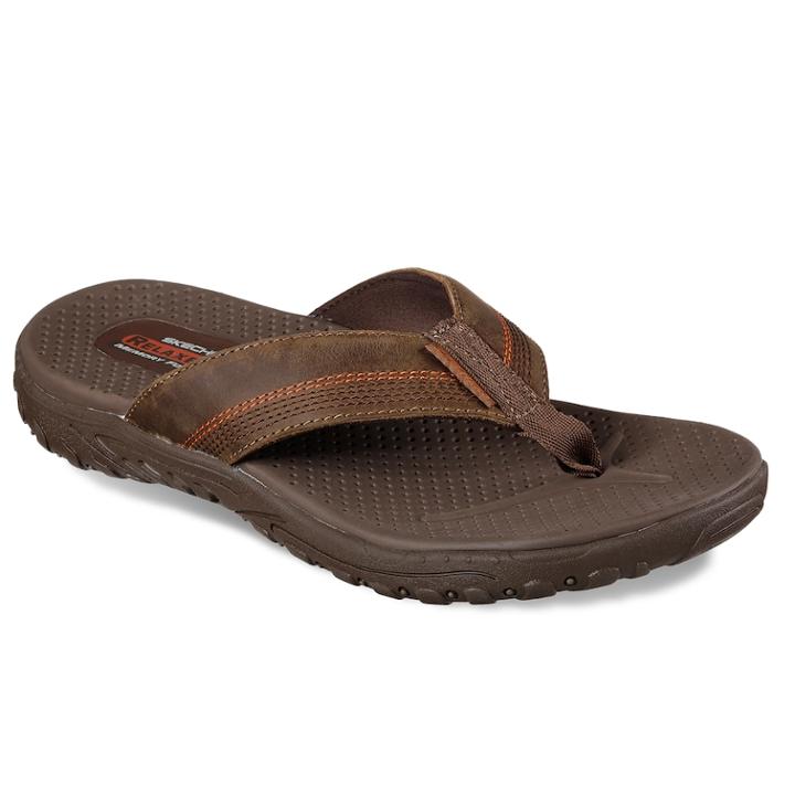 Skechers Relaxed Fit Reggae Cobano Men's Flip Flop Sandals, Size: 9, Dark Brown