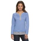 Women's Caribbean Joe Mock-layer Raglan Tee, Size: Xl, Blue Other
