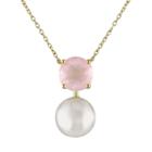 Rose Quartz & Freshwater Cultured Pearl Sterling Silver Necklace, Women's, Size: 18, Pink