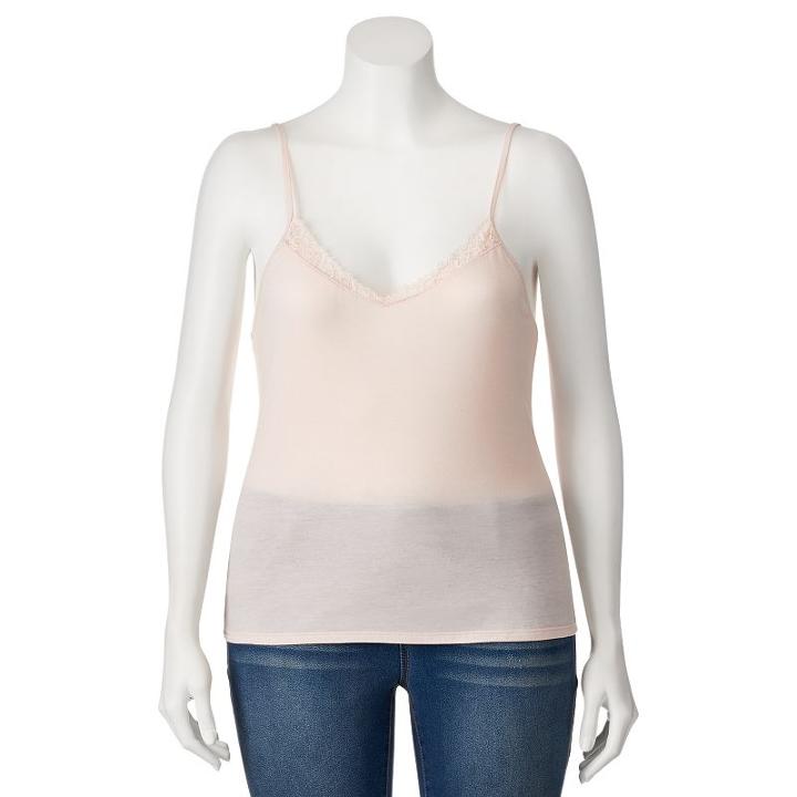 Juniors' Plus Size Mudd&reg; Lace V-neck Camisole, Girl's, Size: 1xl, Lt Orange