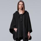 Women's Simply Vera Vera Wang Lace-up Wool Blend Poncho Sweater, Size: L-xl, Black