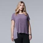 Plus Size Simply Vera Vera Wang Textured High-low Tee, Women's, Size: 1xl, Med Purple
