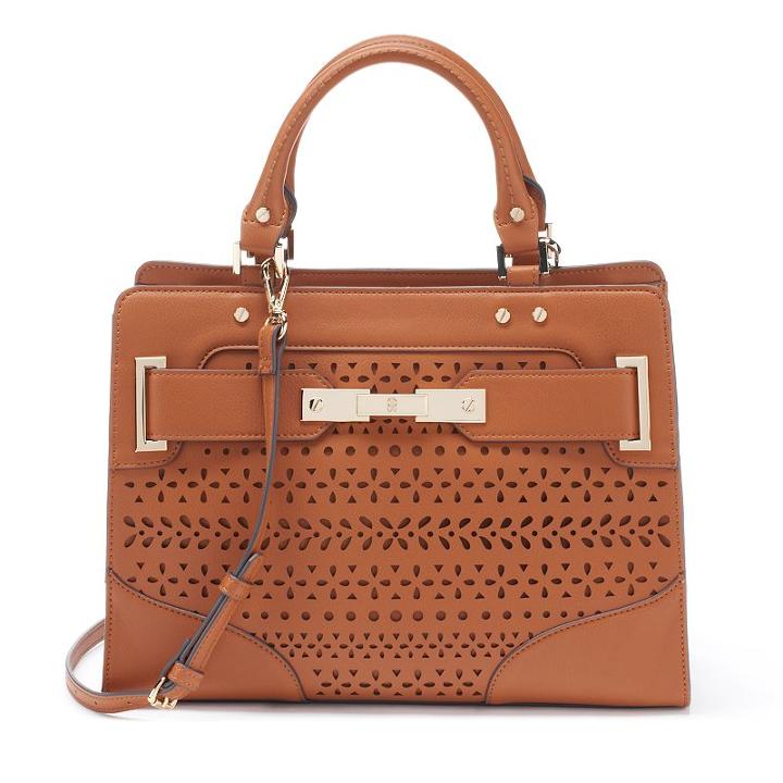 Jennifer Lopez Lola Geometric Perforated Satchel, Women's, Brown Oth