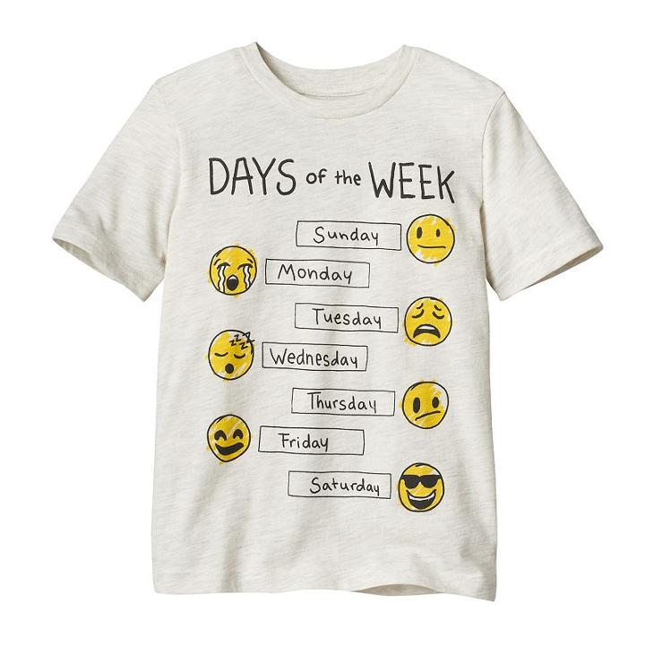 Boys 4-10 Jumping Beans&reg; Days Of The Week Emoji Graphic Tee, Boy's, Size: 7, Beige Oth