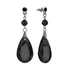 1928 Simulated Crystal And Bead Teardrop Earrings, Women's, Black