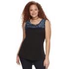Plus Size Rock & Republic&reg; Studded Mixed-media Tank, Women's, Size: 1xl, Oxford