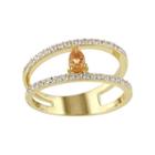 Citrine & White Topaz Sterling Silver Double Row Ring, Women's, Size: 5, Yellow