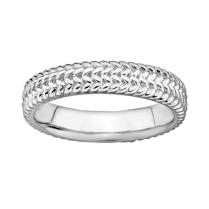 Stacks And Stones Sterling Silver Herringbone Stack Ring, Women's, Size: 8, Grey