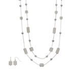 Multi Strand Station Necklace & Drop Earring Set, Women's, White