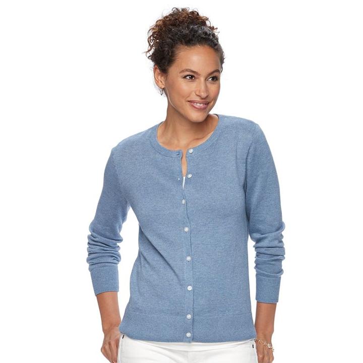 Women's Croft & Barrow&reg; Essential Cardigan, Size: Xxl, Med Blue