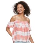 Juniors' Love, Fire Challis Cold-shoulder Top, Teens, Size: Small, Pink
