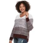 Juniors' Plus Size So&reg; Raglan V-neck Sweater, Teens, Size: 3xl, Red