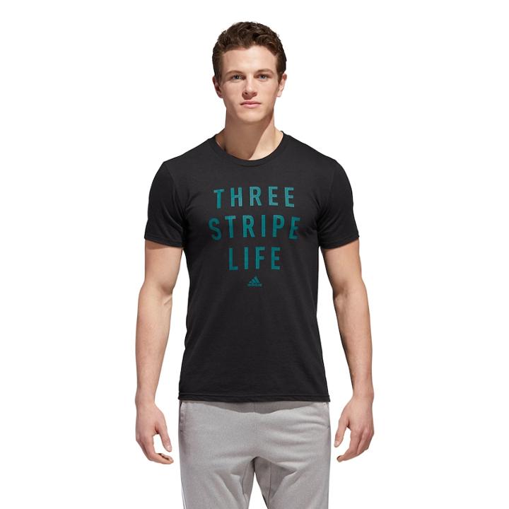 Men's Adidas Three Stripe Tee, Size: Small, Black