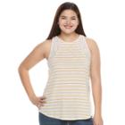 Juniors' Plus Size So&reg; Lace Trim Split-back Tank, Girl's, Size: 2xl, Gold