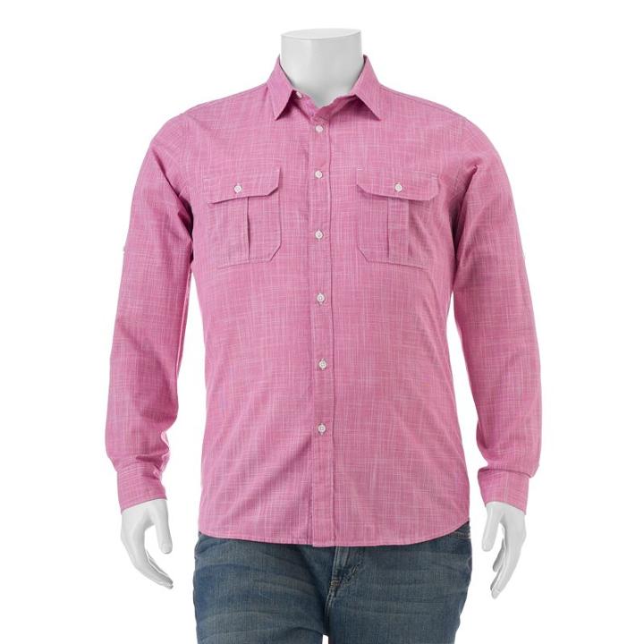 Big & Tall Apt. 9&reg; Classic-fit Crosshatch Roll-tab Button-down Shirt, Men's, Size: 2xb, Pink