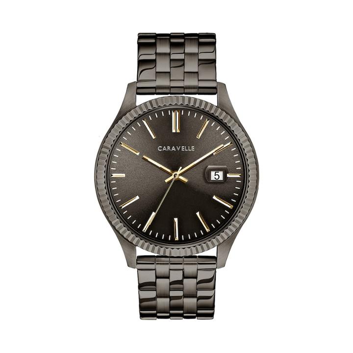 Caravelle Men's Gunmetal Ion-plated Stainless Steel Watch - 45b149, Size: Large, Grey