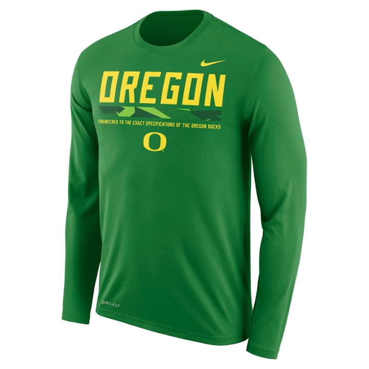 Men's Nike Oregon Ducks Dri-fit Legend Staff Long-sleeve Tee, Size: Large, Green