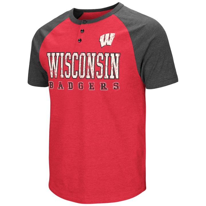 Men's Colosseum Wisconsin Badgers Spotter Henley, Size: Medium, Light Red