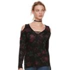 Women's Rock & Republic&reg; Strappy Cold-shoulder Tee, Size: Small, Black