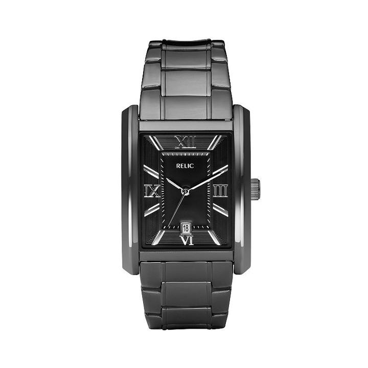 Relic Men's Allen Stainless Steel Watch, Size: Medium, Dark Grey