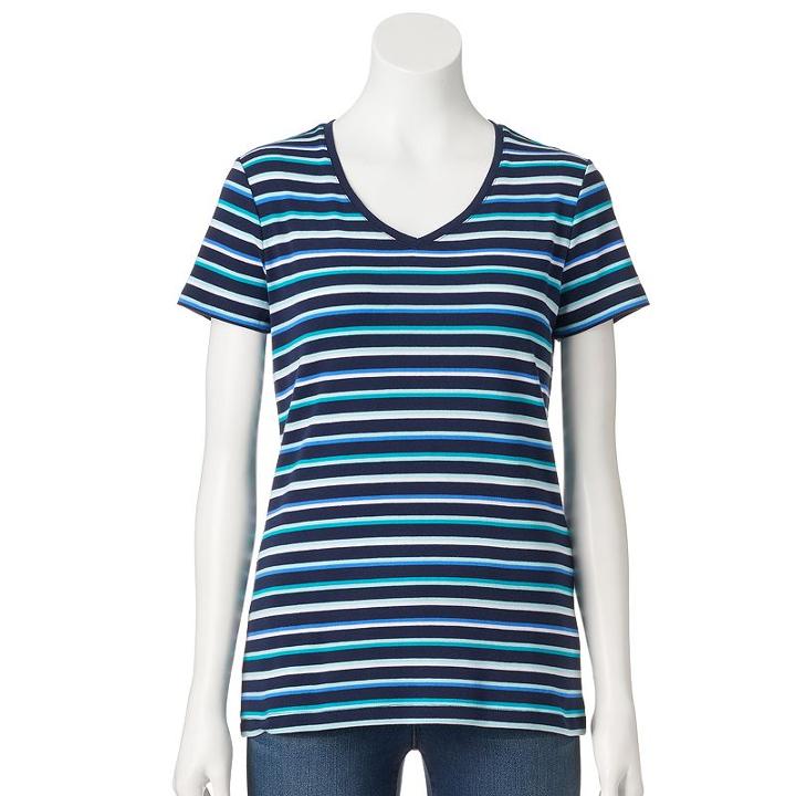 Women's Croft & Barrow&reg; Essential V-neck Tee, Size: Xl, Blue (navy)