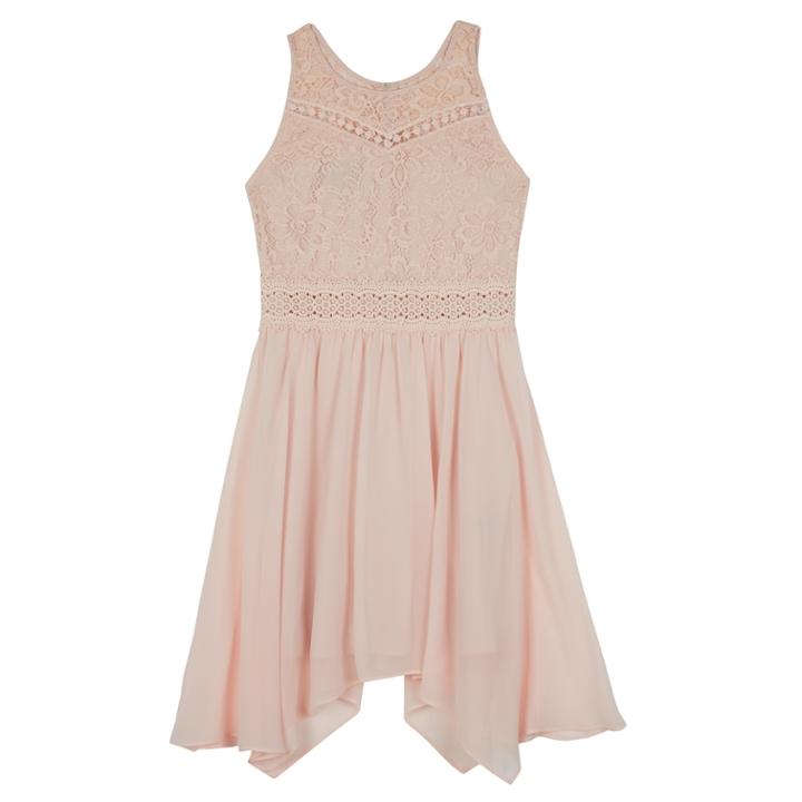 Girls 7-16 Iz Amy Byer Sharkbite Hem Halter Fit & Flare Dress, Size: 7, Light Pink